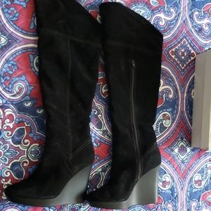 Knee high wedge boots
